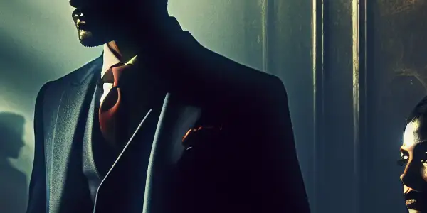 A dimly lit room featuring a couple engaged in an intense conversation, embodying desire and conflict.