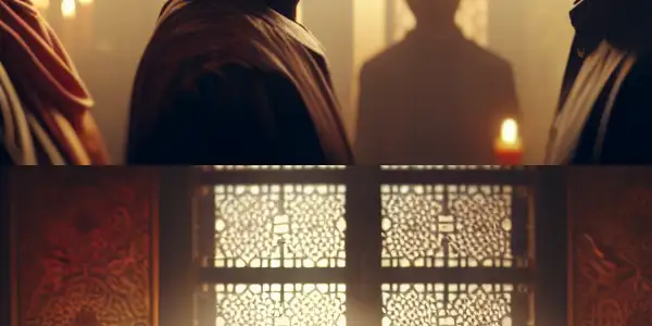 An intimate bedroom scene featuring three diverse couples in moments of emotional connection and passion.